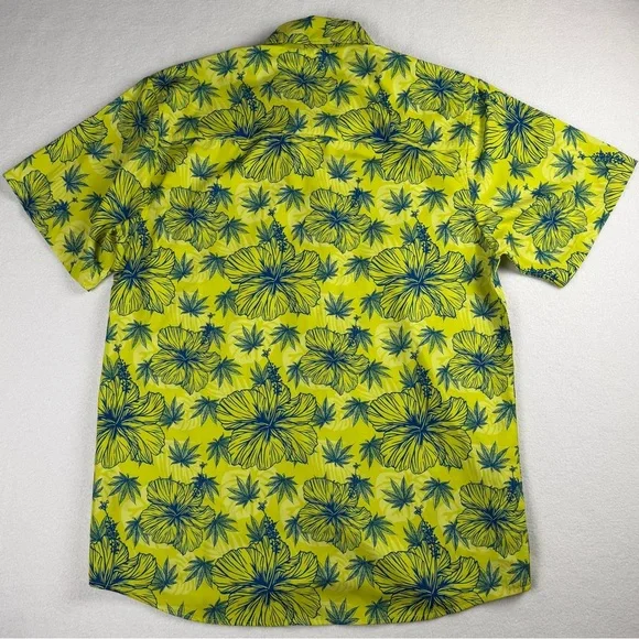 Dixxon Men's Maui Waui Short Sleeve Party‎ Shirt Hibiscus Green Medium - Picture 6 of 10